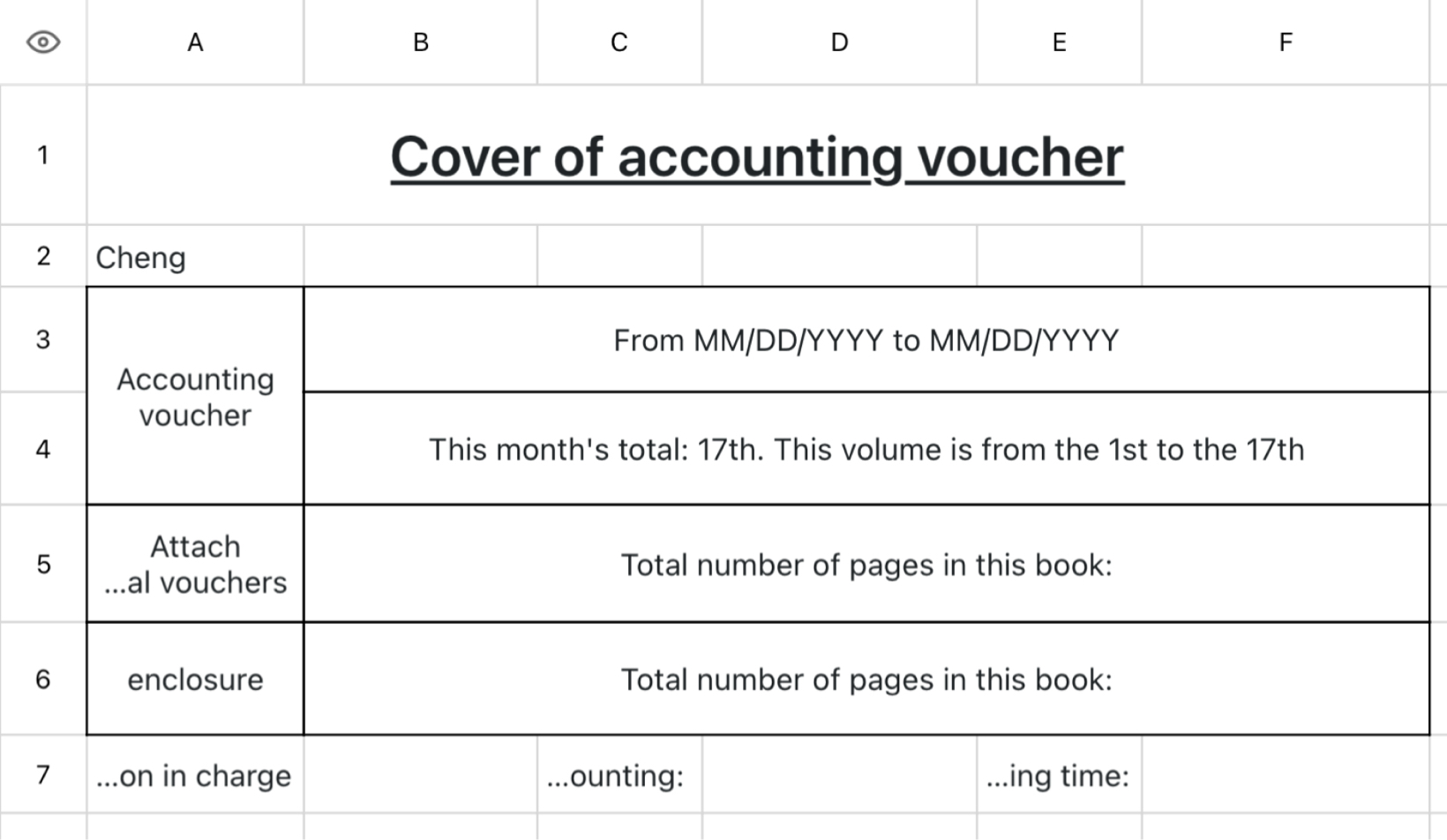 Cover of accounting voucher